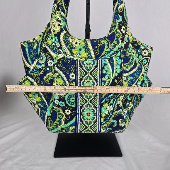 Vera Bradley Rhythm & Blues Tote Paisley Green & Blue Quilted Shoulder Straps - Picture 12 of 16